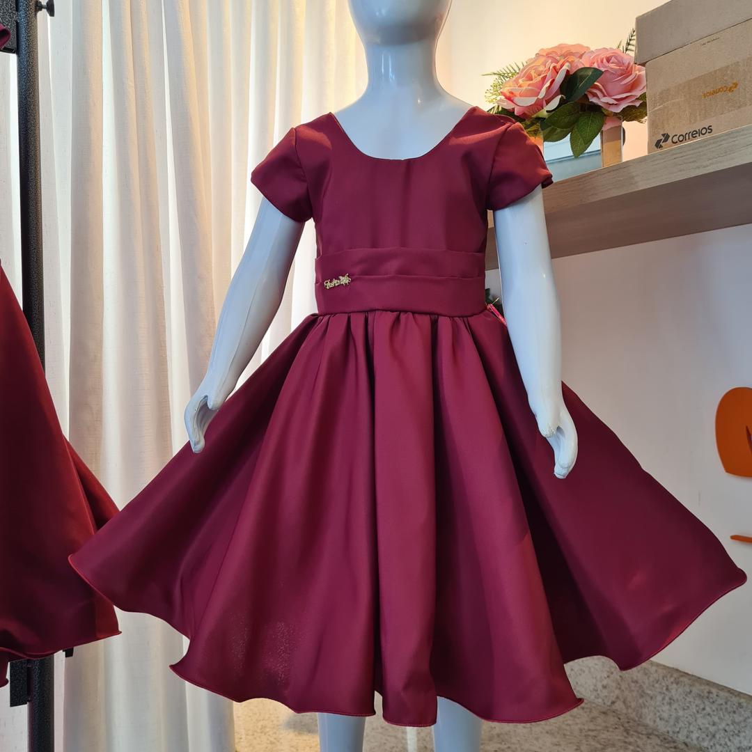 Vestido vermelho marsala shops infantil